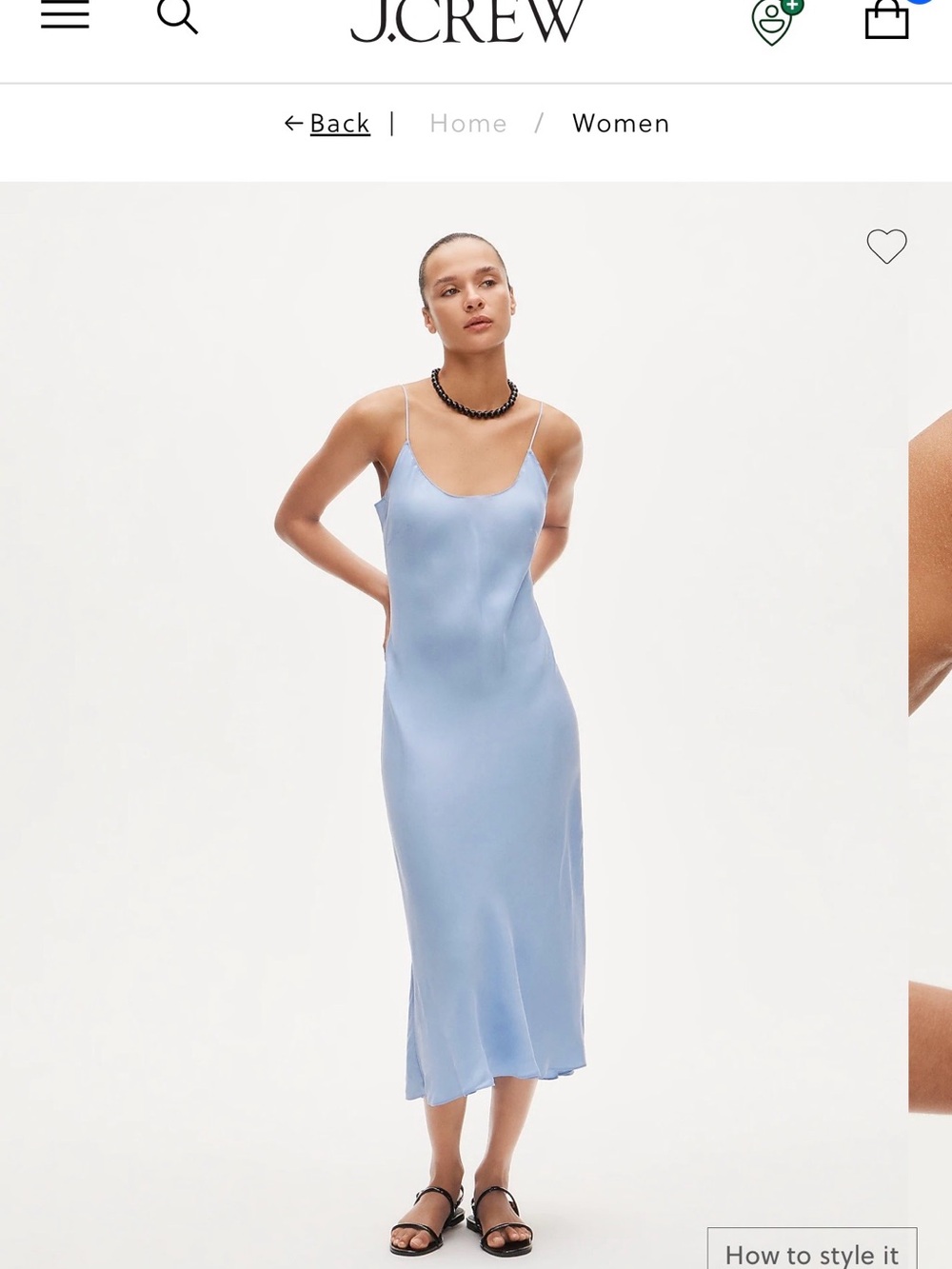 J. Crew Powder Blue Satin Slip Midi Dress